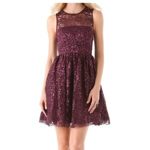 Alice & Olivia Ophelia Fit and Flare Dress Plum Color (NWT)